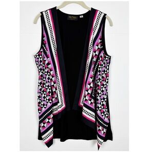 Bob Mackie Wearable Art Vest Open Front Cardigan Size Medium Asymmetrical